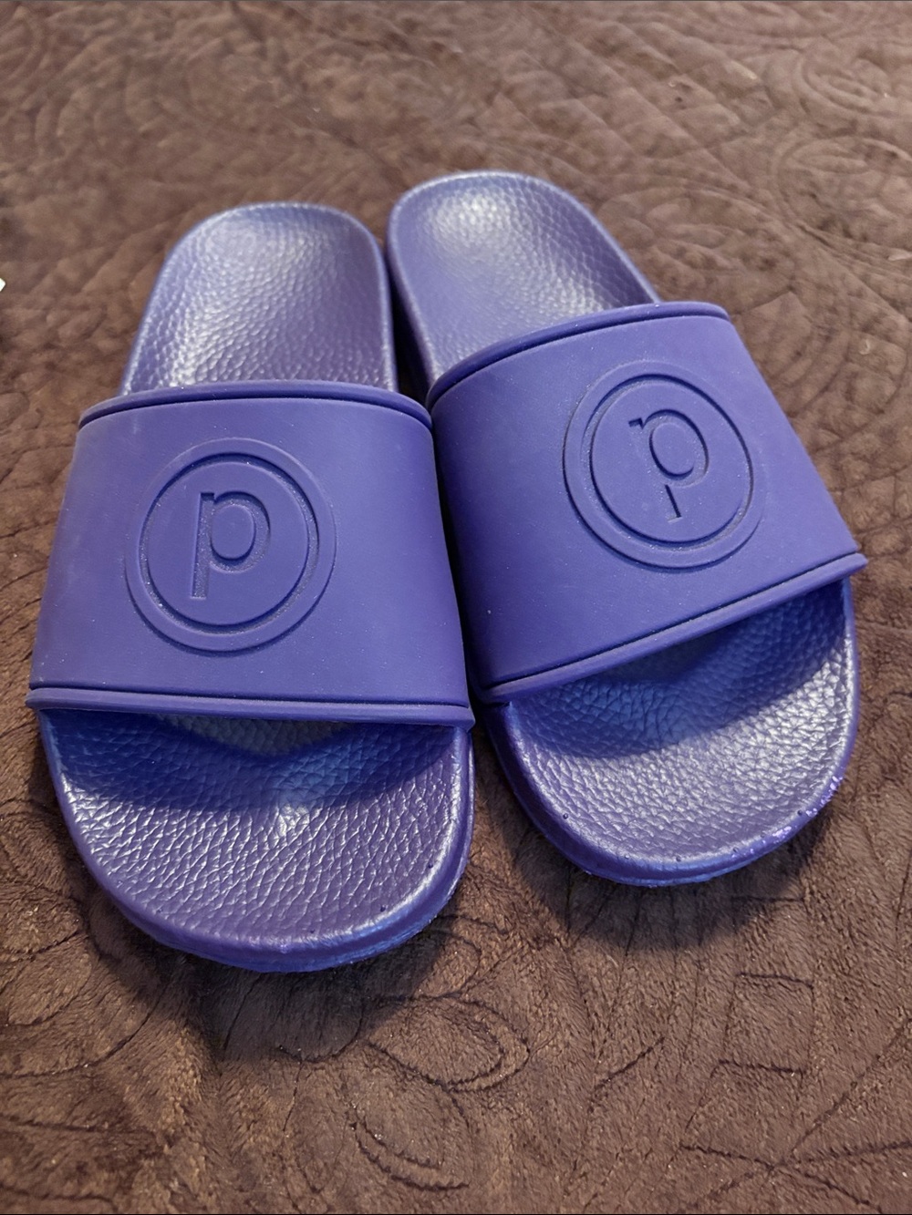 Pure Barre Purple Slide Sandals with Embossed PB Logo, Sz 8